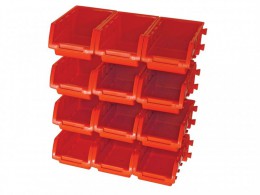 Faithfull 12 Plastic Storage Bins with Wall Mounting Rails £22.99